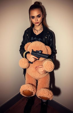 A strikingly beautiful girl named Luna, resembling Cara Delevingne, with sharp features and expressive eyebrows