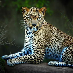 a majestic leopard crouching