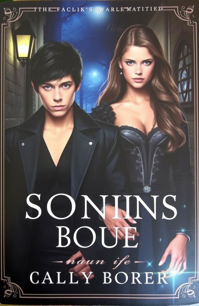 A captivating book cover featuring a mysterious young man dressed in an all-black outfit, exuding intrigue and allure