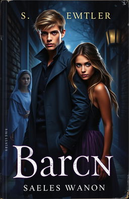 A captivating book cover featuring a mysterious young man dressed in an all-black outfit, exuding intrigue and allure