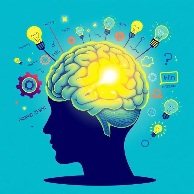 A conceptual illustration of a human brain glowing with intense light, symbolizing powerful thinking and creativity, set against a vibrant blue background