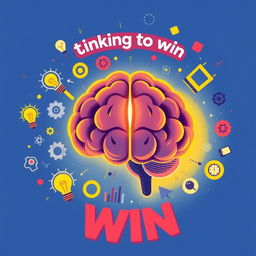 A dynamic illustration featuring a large, glowing human brain at the center, symbolizing powerful thinking and intelligence