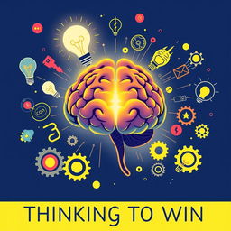 A striking illustration featuring a large, luminous human brain at the center, representing powerful thinking and strategy