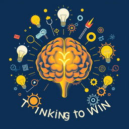 A striking illustration featuring a large, luminous human brain at the center, representing powerful thinking and strategy