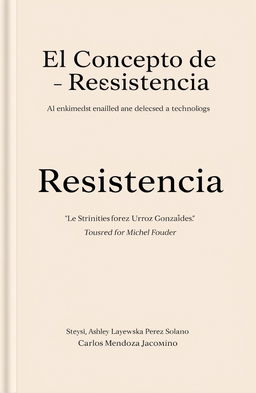 A modern and minimalist book cover design for the title 'El Concepto de Resistencia: Límites y Posibilidades del Poder'