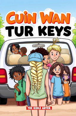 A vibrant cover illustration featuring two minivans parked in an outdoor setting