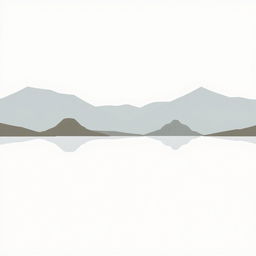 A simple illustration of a tranquil lake, surrounded by gently rising mountains