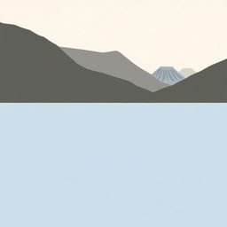 A simple illustration of a tranquil lake, surrounded by gently rising mountains