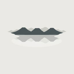 An illustration of a tranquil lake, encircled by gentle mountains