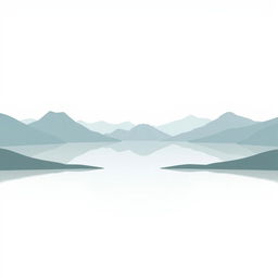 An illustration of a tranquil lake, encircled by gentle mountains