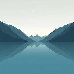 An illustration of a tranquil lake, encircled by gentle mountains