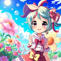 A vibrant and captivating anime-style character, featuring a playful and mischievous personality