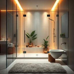 A beautifully designed modern bathroom with a luxurious open shower