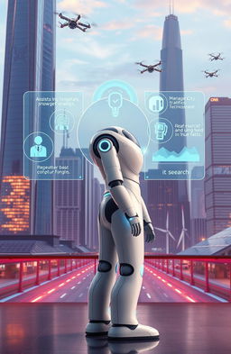 A futuristic scene depicting the concept of Artificial Intelligence and its responsibilities