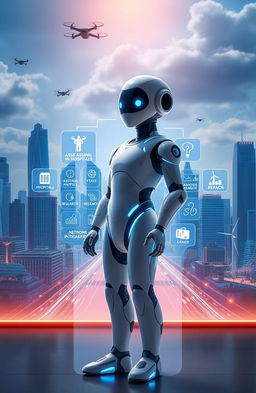 A futuristic scene depicting the concept of Artificial Intelligence and its responsibilities