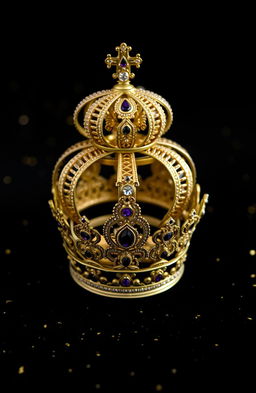 A luxurious crown nested inside a larger ornate crown, showcasing intricate detailing and gemstones