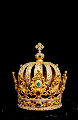 A luxurious crown nested inside a larger ornate crown, showcasing intricate detailing and gemstones
