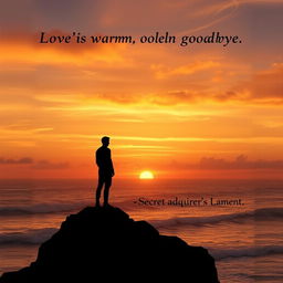 A poetic scene of a sunset with warm golden hues, symbolizing 'Love's warm, golden goodbye' and 'Secret Admirer's Lament'