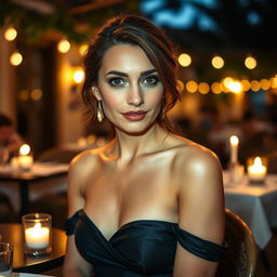 A 35-year-old Spanish woman with expressive eyes and soft, delicate makeup