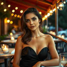 A 35-year-old Spanish woman with expressive eyes and soft, delicate makeup
