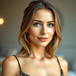A beautiful European woman aged between 35 and 40 years, portrayed in a full-body pose