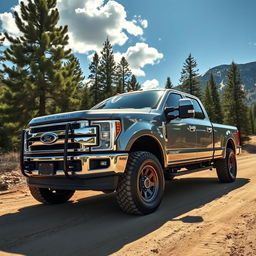 A realistic and detailed depiction of a V8 pickup truck, showcasing its muscular stance and powerful engine