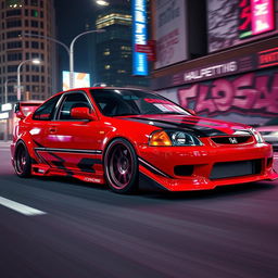 A Honda Civic inspired by the iconic style of the racing game 'Need for Speed 98'