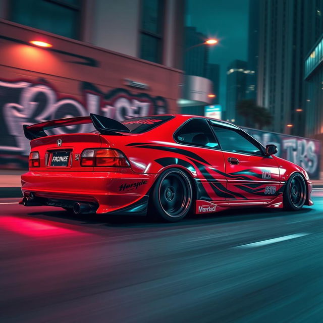 A Honda Civic inspired by the iconic style of the racing game 'Need for Speed 98'