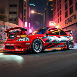A Honda Civic inspired by the iconic style of the racing game 'Need for Speed 98'