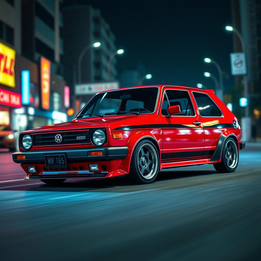 A 1980 Golf GTI styled in the manner of the iconic racing game 'Need for Speed'