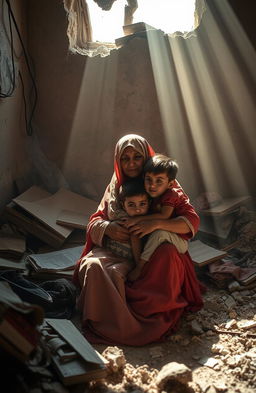 A poignant scene showcasing a family in Baghdad during a time of war