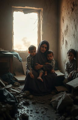 A poignant scene showcasing a family in Baghdad during a time of war
