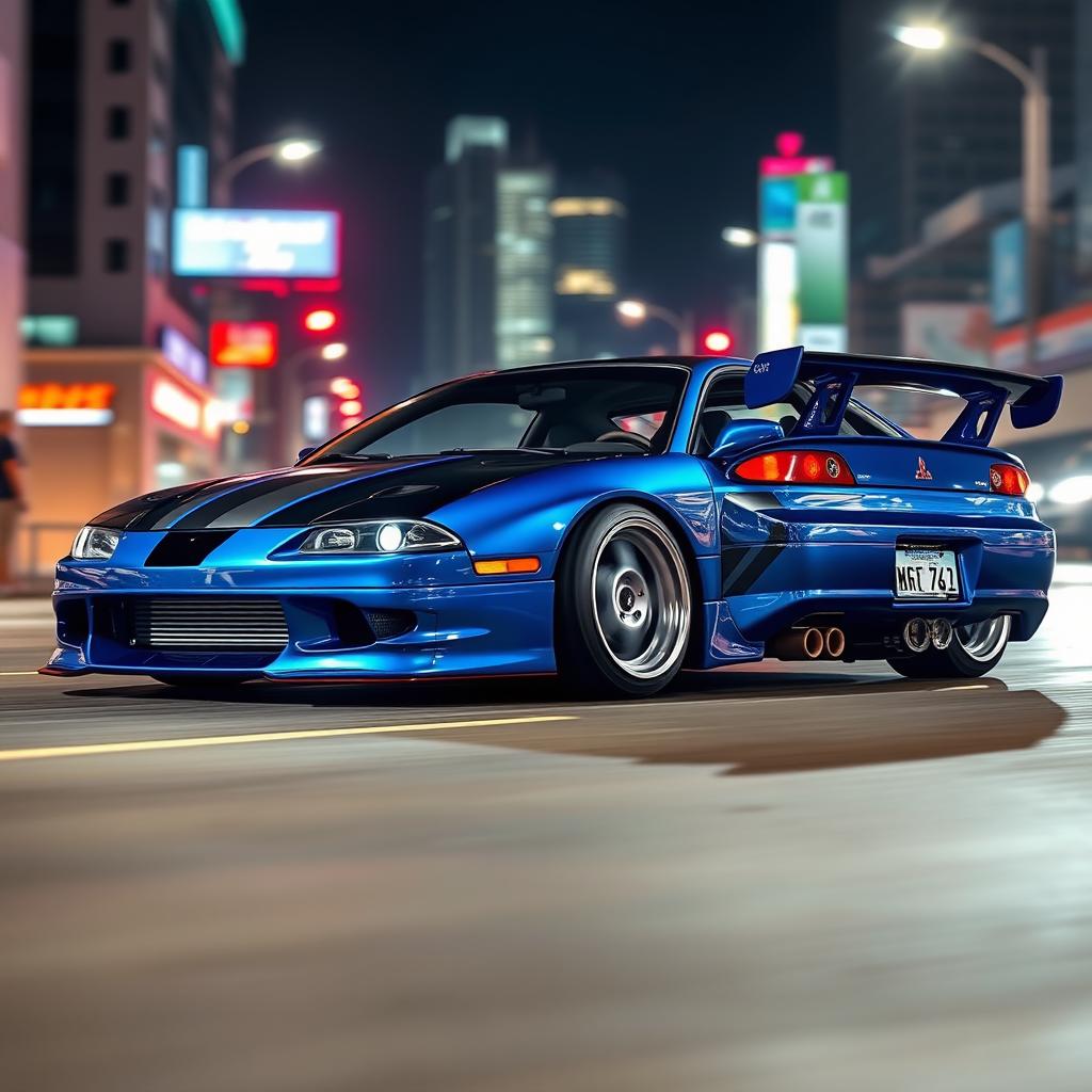 A 1995 Mitsubishi Eclipse styled in the high-octane aesthetic of 'Need for Speed'