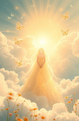A serene and beautiful scene depicting a heavenly landscape