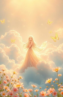 A serene and beautiful scene depicting a heavenly landscape