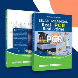 A book cover design titled 'Sejarah Perkembangan Real-time PCR'