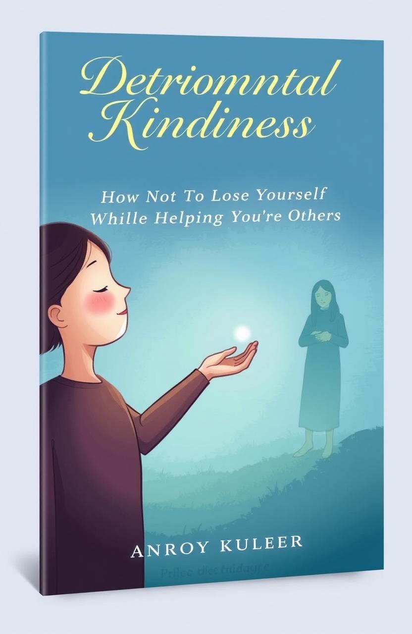 A book cover design for an eBook titled 'Detrimental Kindness: How Not To Lose Yourself While Helping Others', featuring a serene yet thought-provoking illustration