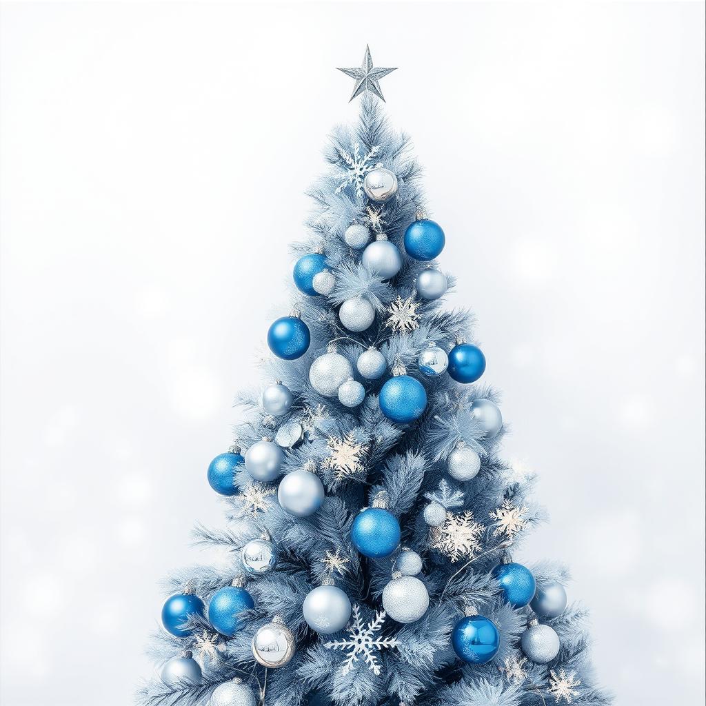 A beautiful Christmas decorative panel featuring a stunning Christmas tree in silver and blue colors