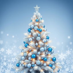 A beautiful Christmas decorative panel featuring a stunning Christmas tree in silver and blue colors