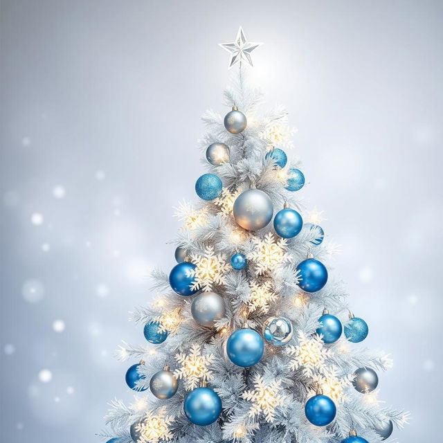 A beautiful Christmas decorative panel featuring a stunning Christmas tree in silver and blue colors