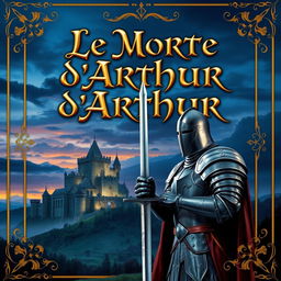 A captivating book cover design for 'Le Morte d'Arthur: Volume 1' by Sir Thomas Malory