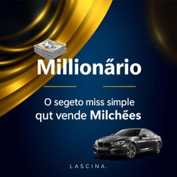 An e-book cover design titled 'Milionário - O segredo mais simples que vende Milhões'