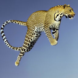 full length leopard leaping skyward