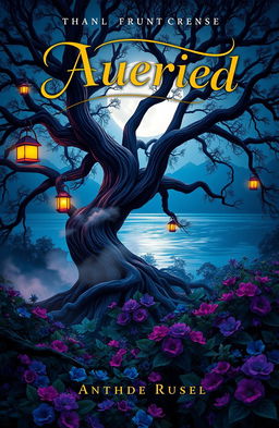 A captivating book cover design featuring a mystical forest scene