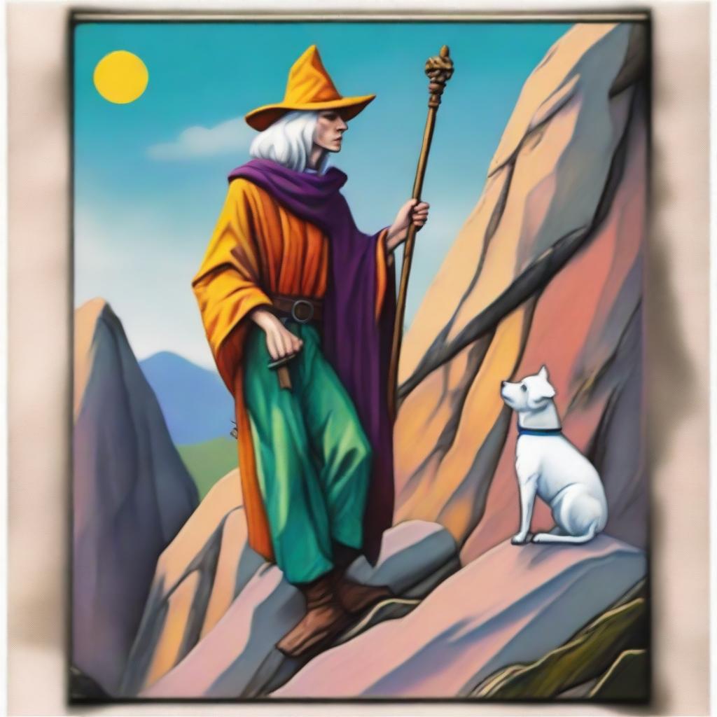 The Fool Tarot card, infused with vivid spring colors and depicted in a Faux Painting style