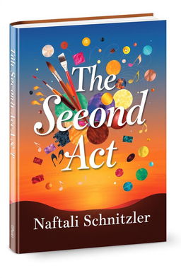 A whimsical and captivating book cover design for "The Second Act" by Naftali Schnitzler