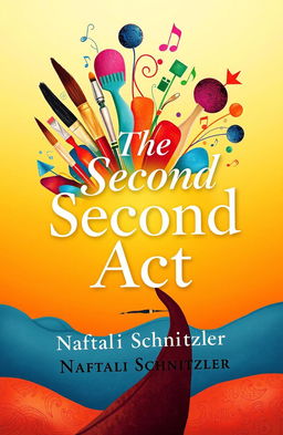 A whimsical and captivating book cover design for "The Second Act" by Naftali Schnitzler