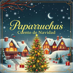 A vintage style poster featuring the title 'Paparruchas Cuento de Navidad' in elegant, bold typography