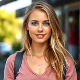 A 37-year-old woman with a European appearance, showcasing an attractive blend of Scandinavian, Slavic, and Mediterranean features