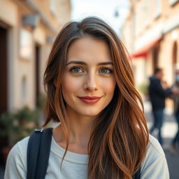 A 37-year-old woman with a European appearance, showcasing an attractive blend of Scandinavian, Slavic, and Mediterranean features
